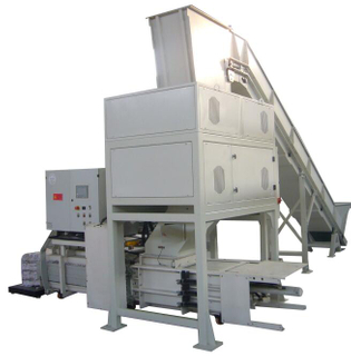 Heavy duty industrial shredder with baler for paper and cardboard