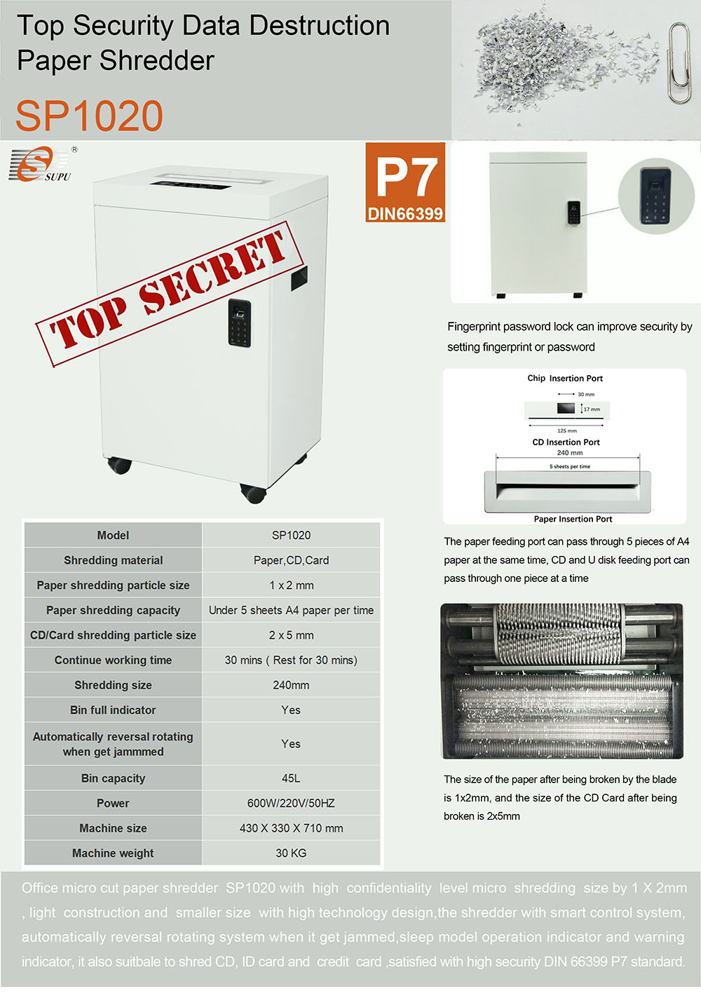 Portable Shredder, Mobile Small Shredder, shredder for Waste Paper, Confidential Documents, Books, Magazines, Etc