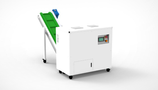 E-waste destruction hard drive shredder with conveyor