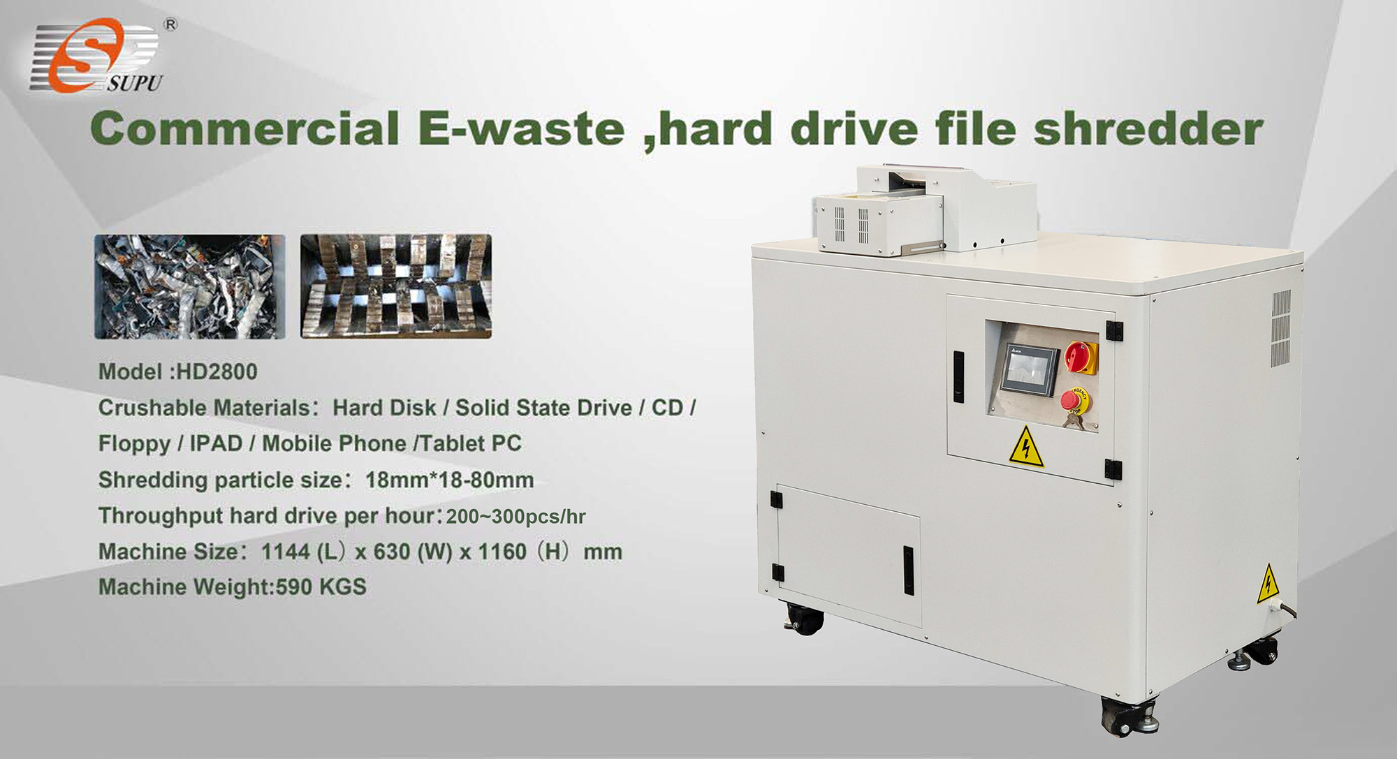 Supu Multi-scenario High-security Ipad, Tablet Computer, Hard Disk and Floppy Disk Crusher