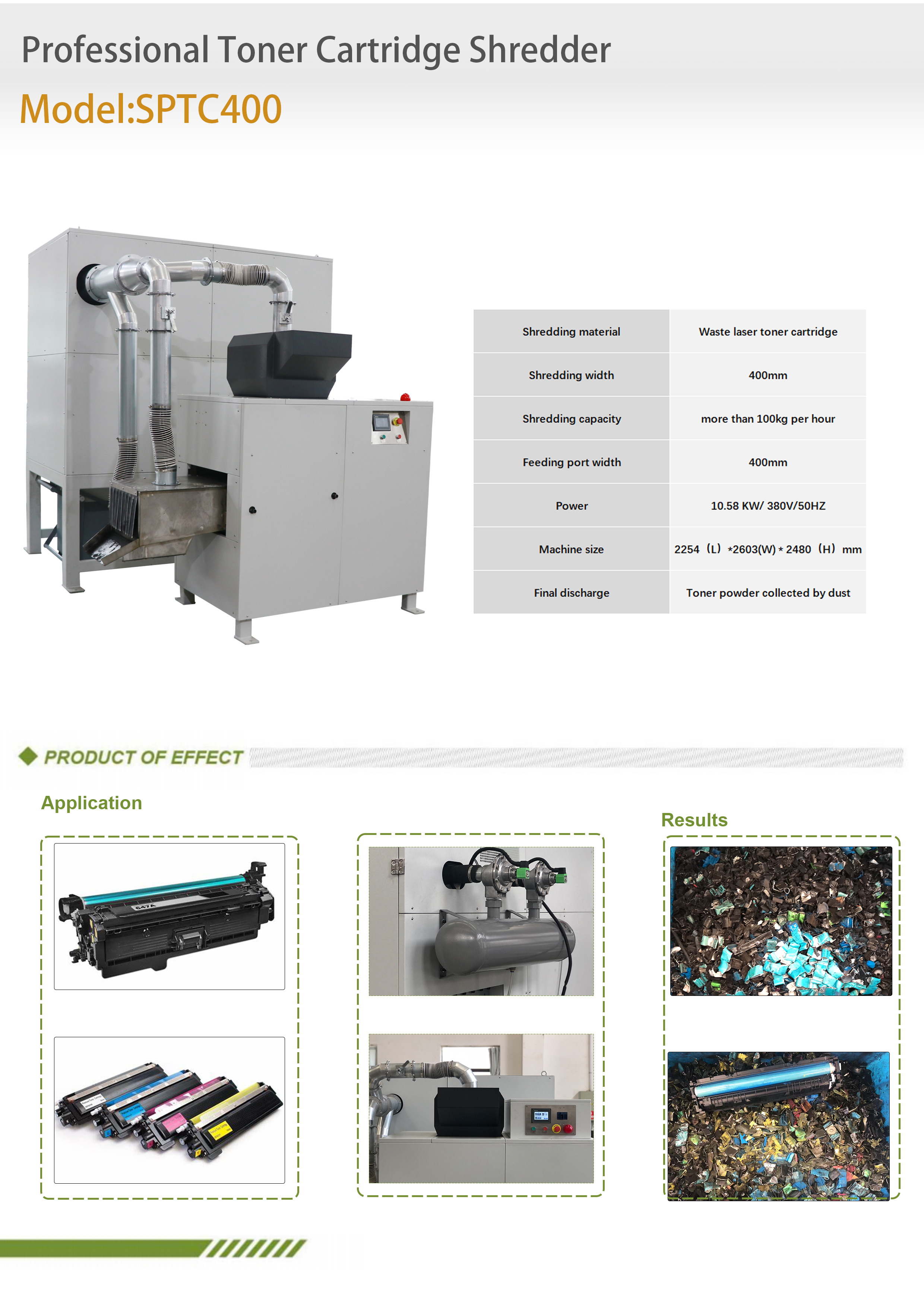 High-safety Small Toner Cartridge Crushing Equipment, Equipped with a Dust Removal System, Can Be Customized As Needed