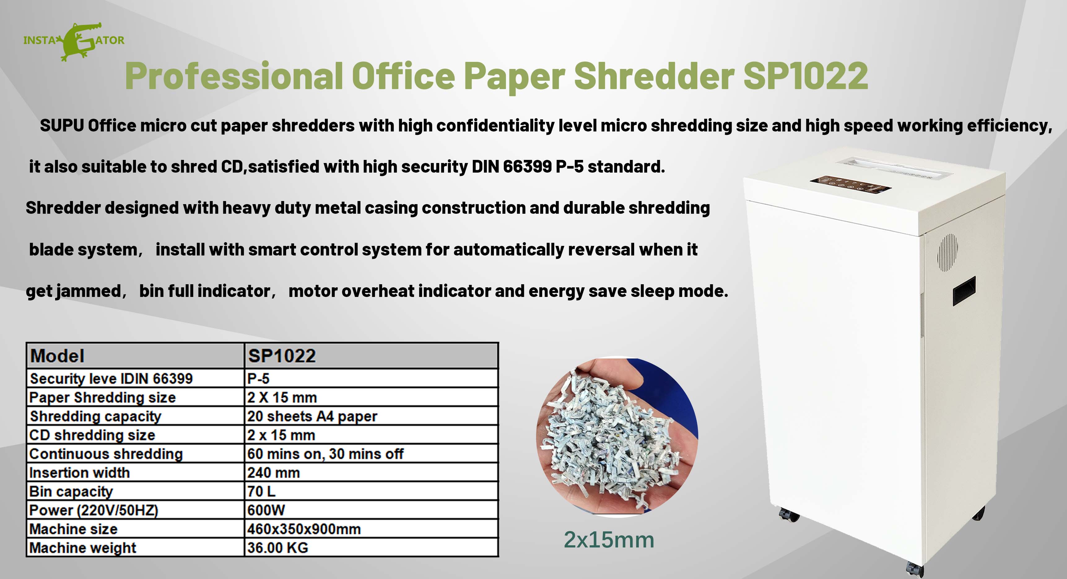 P5 Security Level A3/A4 Paper Shredder with PLC Intelligent Control System, Ideal for Home & Commercial Office Use
