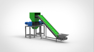 Heavy duty double shaft shredder for plastic wood metal and solid waste recycling with conveyor