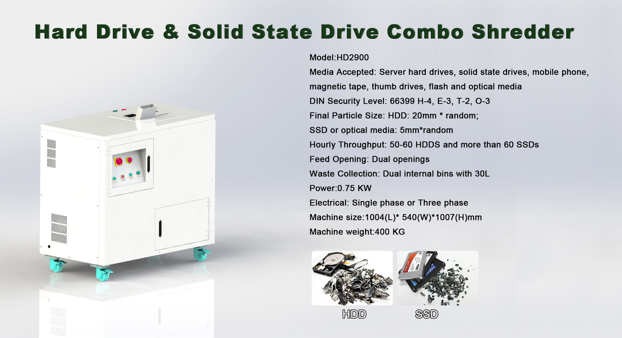The High-efficiency Hard Disk and Solid-state Drive Data Destruction Shredder Adopts Alloy Steel Blades