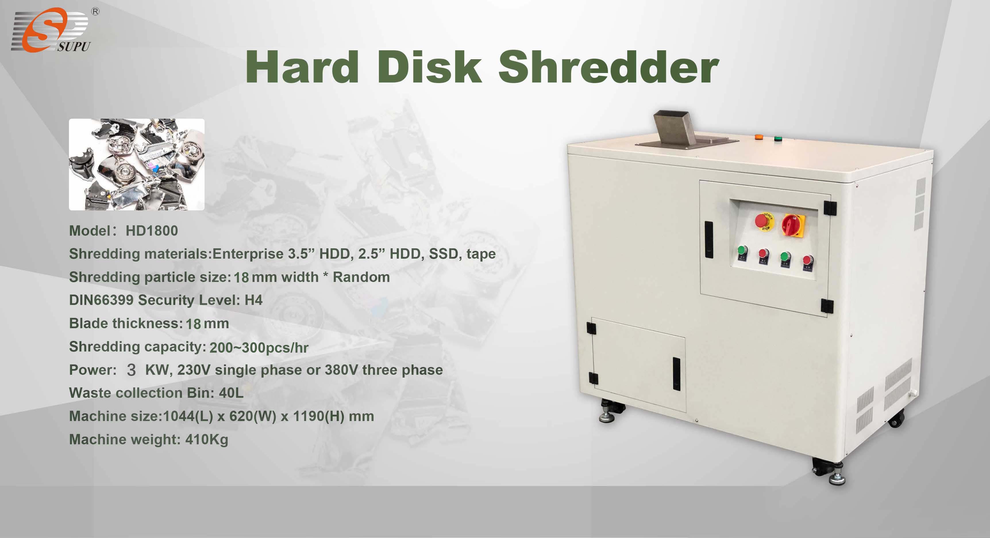 Compact Portable Hard Drive Shredder, Twin-Shaft SSD Disintegrator for Home & Office Confidential Data Destruction