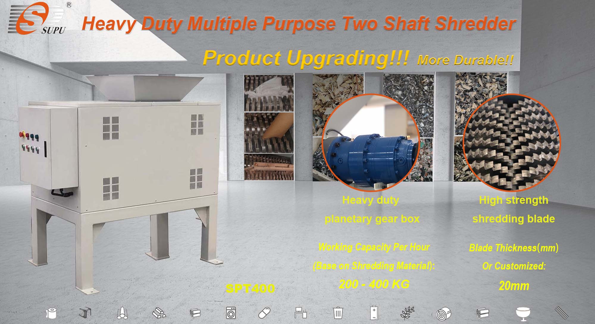 Heavy-duty Double-shaft Multi-functional Electronic Metal Waste Crusher and Computer and Printer Crusher