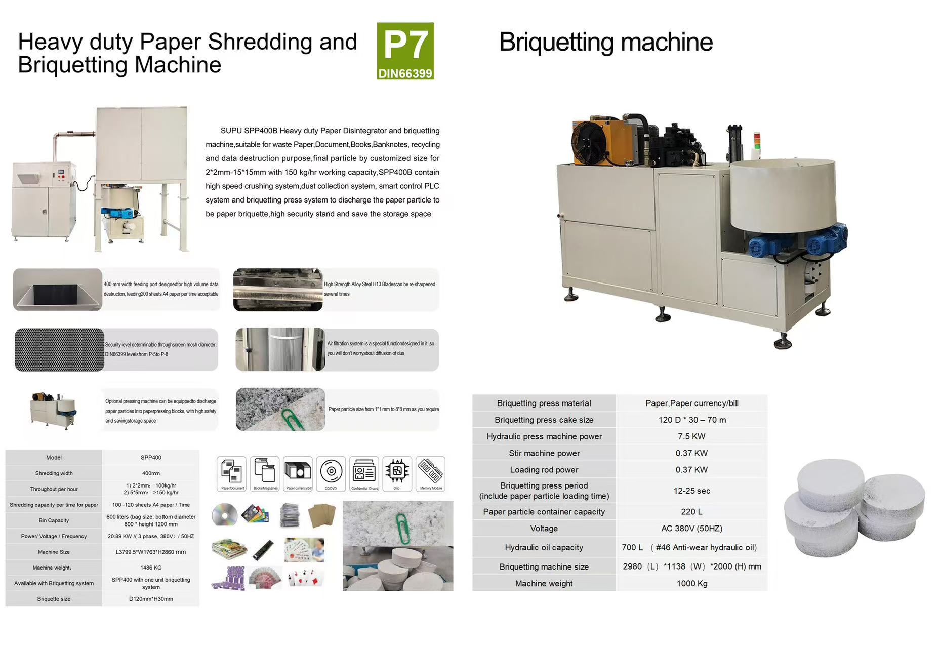 Industrial-grade High-safety Shredders and Briquetting Systems for Waste Paper, Documents, Newspapers, Etc