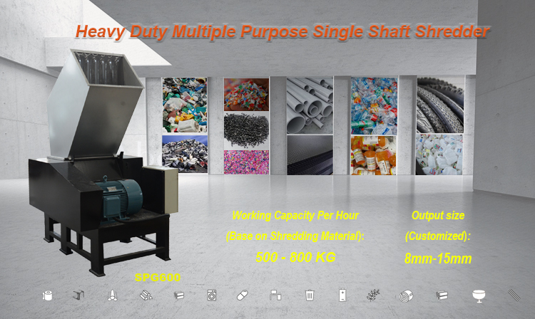 High-safety Single-shaft Shredder, Heavy-duty Scrap Metal Shredder, with Metal Casing and Casters